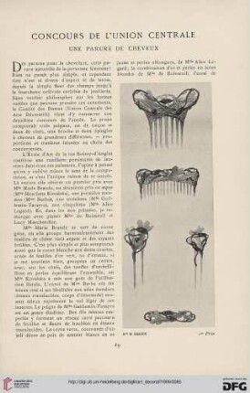 8: Concours de l'Union Centrale : une parure de cheveux