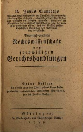Theoretisch-practische Rechtswissenschaft von freiwilligen Gerichtshandlungen