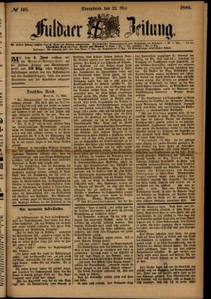 Ausgabe vom Samstag, den 22. Mai 1886.