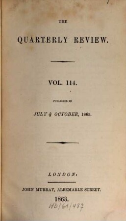 The quarterly review. 114 = No. 227 - 228. 1863