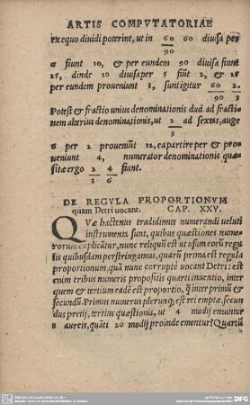 DE REQULA PROPORTIONUM quam Detri vocant. CAP. XXV.