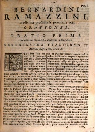 Bernardini Ramazzini Carpensis Philosophi Ac Medici, Olim In Mutinensi Academia ... Opera Omnia Medica Et Physiologica : In duos Tomos distributa. 1