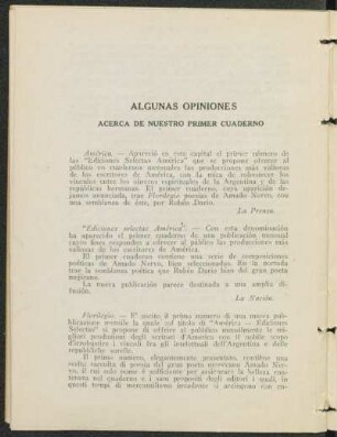 Algunas opiniones acerca de nuestro primer cuaderno