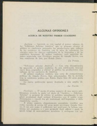 Algunas opiniones acerca de nuestro primer cuaderno