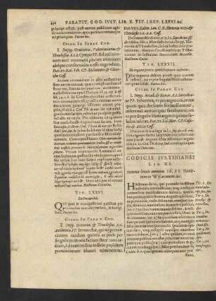 Codicis Iustinianei Lib. XI. Summa brevis omnium Lib. XI. Titulorum ex Wes. oeconom. iur.