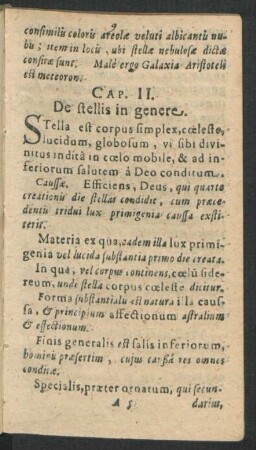 Cap. II. De stellis in genere.