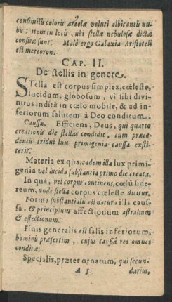 Cap. II. De stellis in genere.