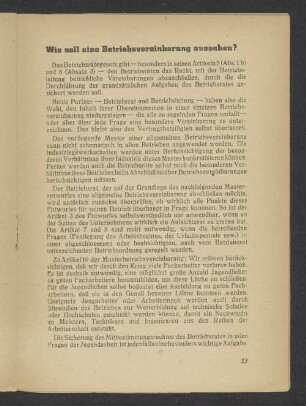 Wie soll eine Betriebsvereinbarung aussehen?