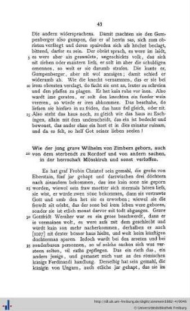Wie der jung grave Wilhelm von Zimbern geborn...