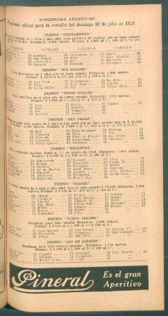 Hipódromo Argentino - Programa oficial para la reunión del domingo 20 de julio de 1913