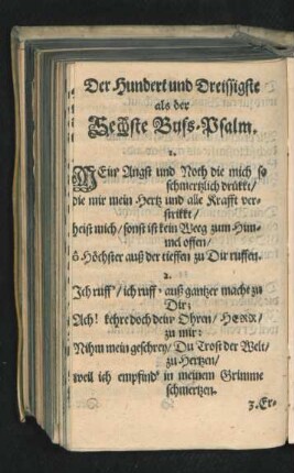 Der Hundert und Dreissigste als der Sechste Buss-Psalm.
