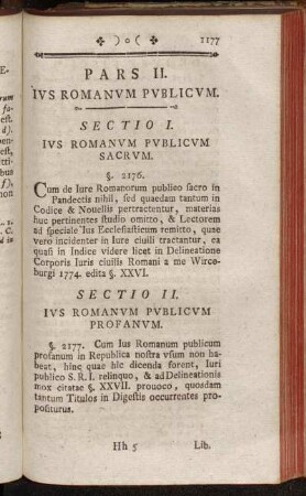 Pars II. Ivs Romanvm Pvblicvm.