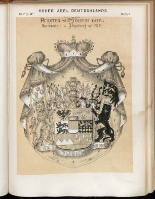 Taf. 134. Fürsten zu Hohenlohe-Bartenstein u. Jagstberg seit 1774
