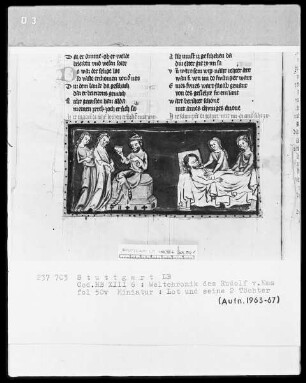 Weltchronik - Bruder Philipp — ---, Folio 1recto-256recto---, Folio 1recto-256rectoLot und seine Töchter, Folio 50verso