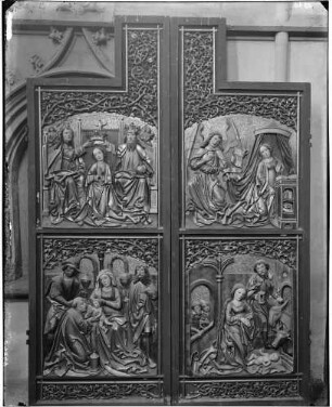 Rieden / Rosengarten evangelische Marienkirche Hochaltar um 1510 Darstellung "Verkündigung, Christis Gebrurt, Anbetung der Heiligen drei Könige, Marienkrönung"