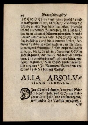 Alia Absolutionis Formula.