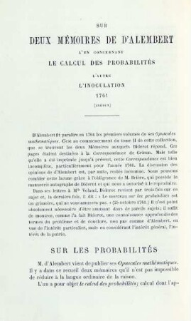 Sur les probabilités