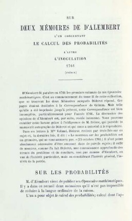 Sur les probabilités