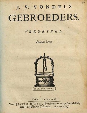 J. V. Vondels Gebroeders : Treurspel