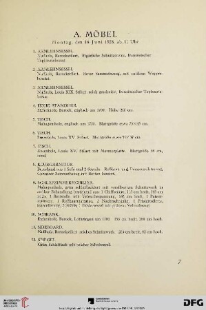 A. Möbel (Nr.1-125)