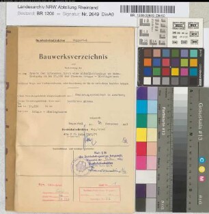 Bauwerksverzeichnis und Nachweisung der bei dem Ersatz der Schranken durch eine Blinklichtanlage am Bahnübergang in km 31,336 der Strecke Brügge-Dieringhausen berührten Wege- und Vorflutverhältnisse, nebst Bezeichnung der für sie entworfenen baulichen Anlagen, o. M. Stnr.: 44, Iwü, Bunr.: 22, Blnr.: 1