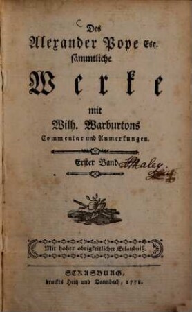 Des Alexander Pope Esq. sämmtliche Werke, 1