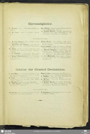 Inhaber der Grashof-Denkmünze.