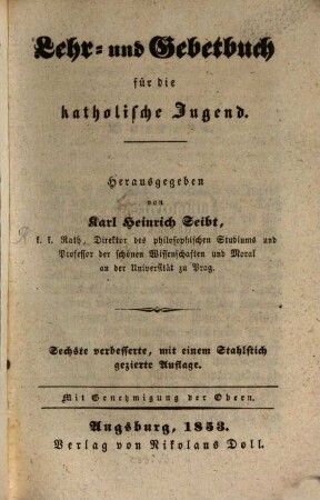 Lehr- und Gebetbuch für die katholische Jugend