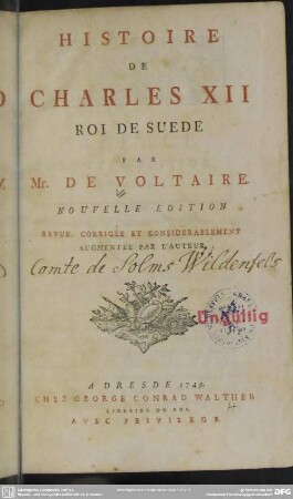 Histoire De Charles XII. Roi De Suede