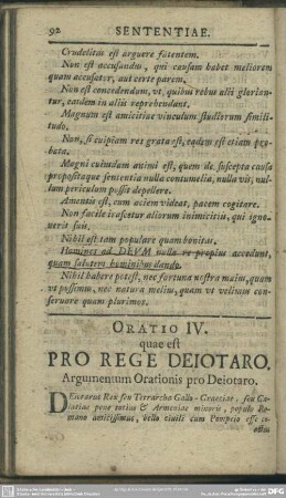 Oratio IV. quae est Pro Rege Deiotaro. Argumentum Orationis pro Deiotaro