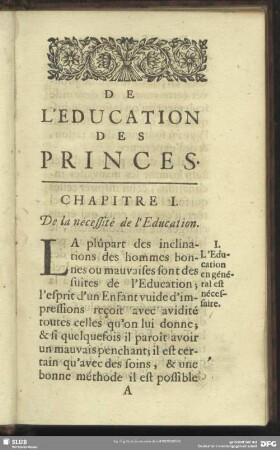 Chapitre I. De la nécessité de l´ Education