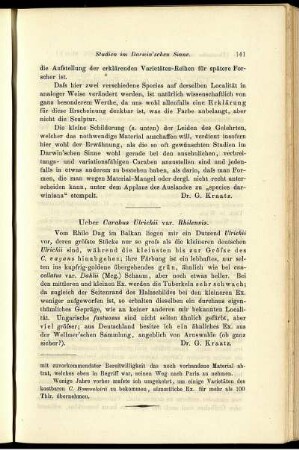 Ueber Carabtis Ulrichii var. Rhilensis