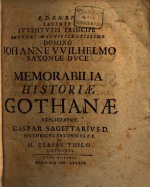 Memorabilia Historiae Gothanae