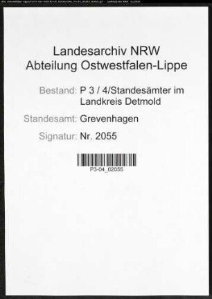 Sterberegister Standesamt Grevenhagen