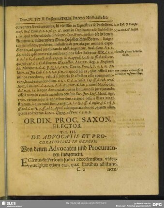 Tit. III. De Advocatis Et Procuratibus In Genere. Von denen Advocaten und Procuratoren insgemein