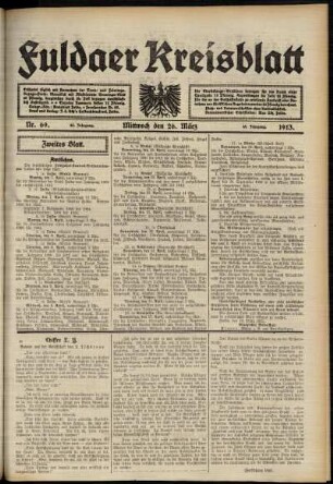 Zweite Ausgabe vom Mittwoch, den 26. März 1913.