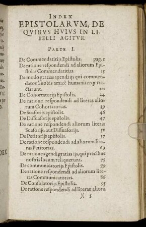 Index Epistolarum, De Quibus Huius In Libelli Agitur