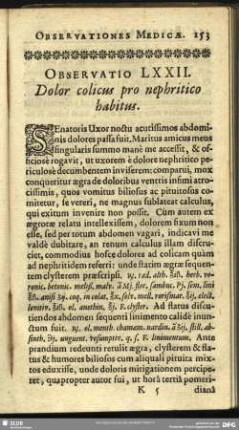 Observatio LXXII. Dolor colicus pro nephritico habitus