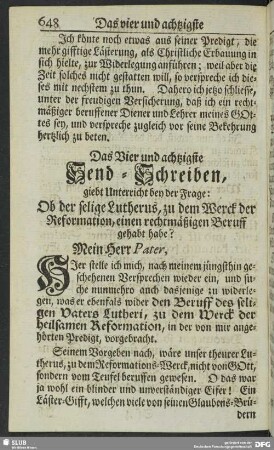 Das Vier und achtzigste Send-Schreiben