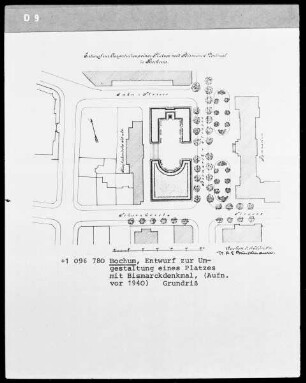 Entwurf für die Umgestaltung eines Platzes mit Bismarckdenkmal