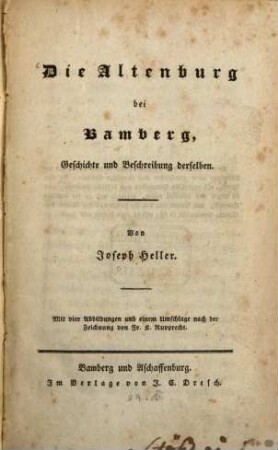 Die Altenburg bei Bamberg : Geschichte und Beschreibung derselben