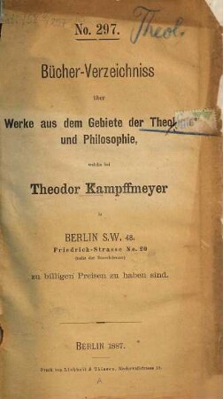 Bücher-Verzeichniss. 297. 1887
