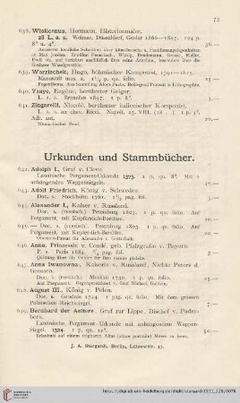 Urkunden und Stammbücher (Nr. 642 - 705)