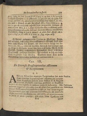Cap. VII. De Diversis Praescriptionibus Actionum & Exceptionum