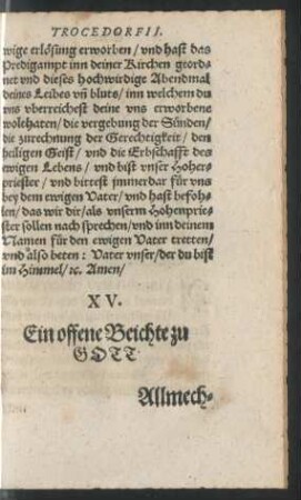 XV. Ein offene Beichte zu Gott.