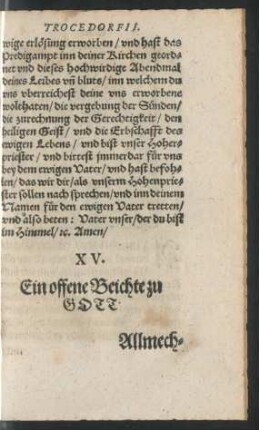 XV. Ein offene Beichte zu Gott.