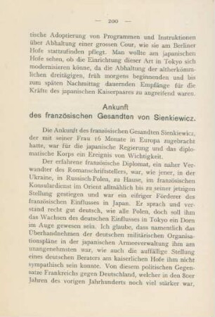 Ankunft des französischen Gesandten von Sienkiewicz