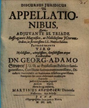 Discursus juridicus de appellationibus