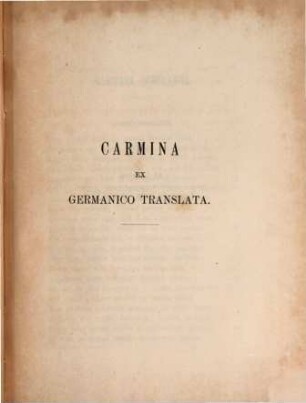 Carmina latina : de poetis alienigenis maxime germanicis