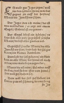 ES wolt gut Jeger jagen/ wol || inn des Himels thron/